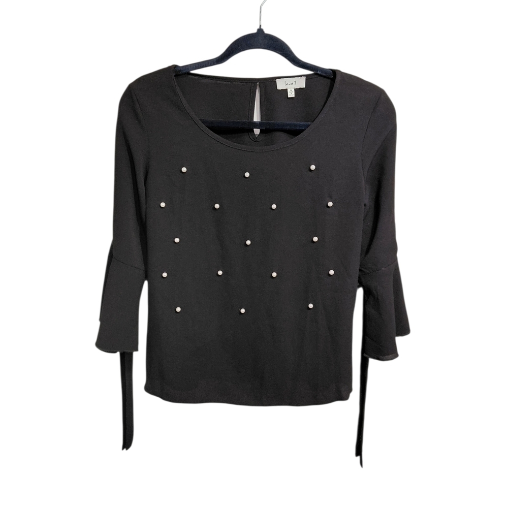 Love J Black Top with Pearl Details